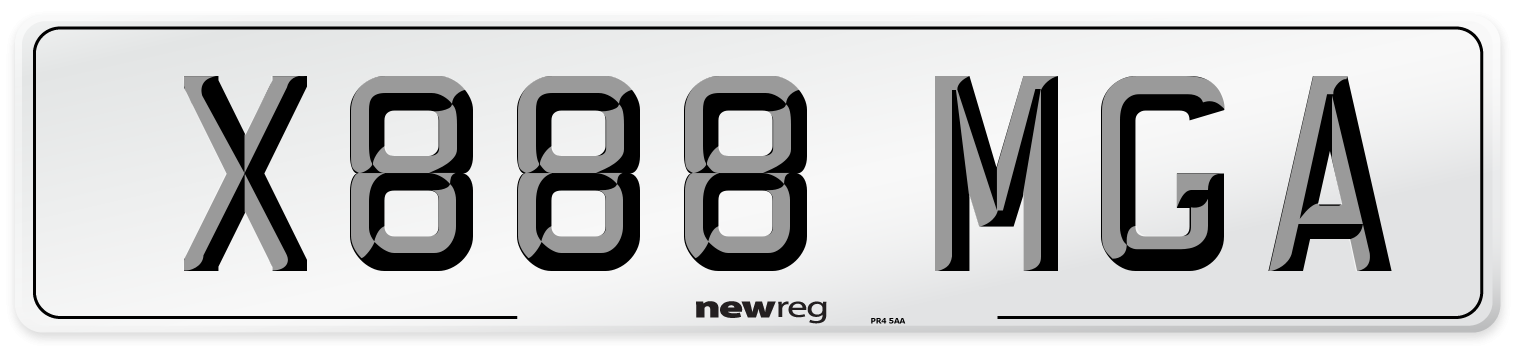 X888 MGA Number Plate from New Reg